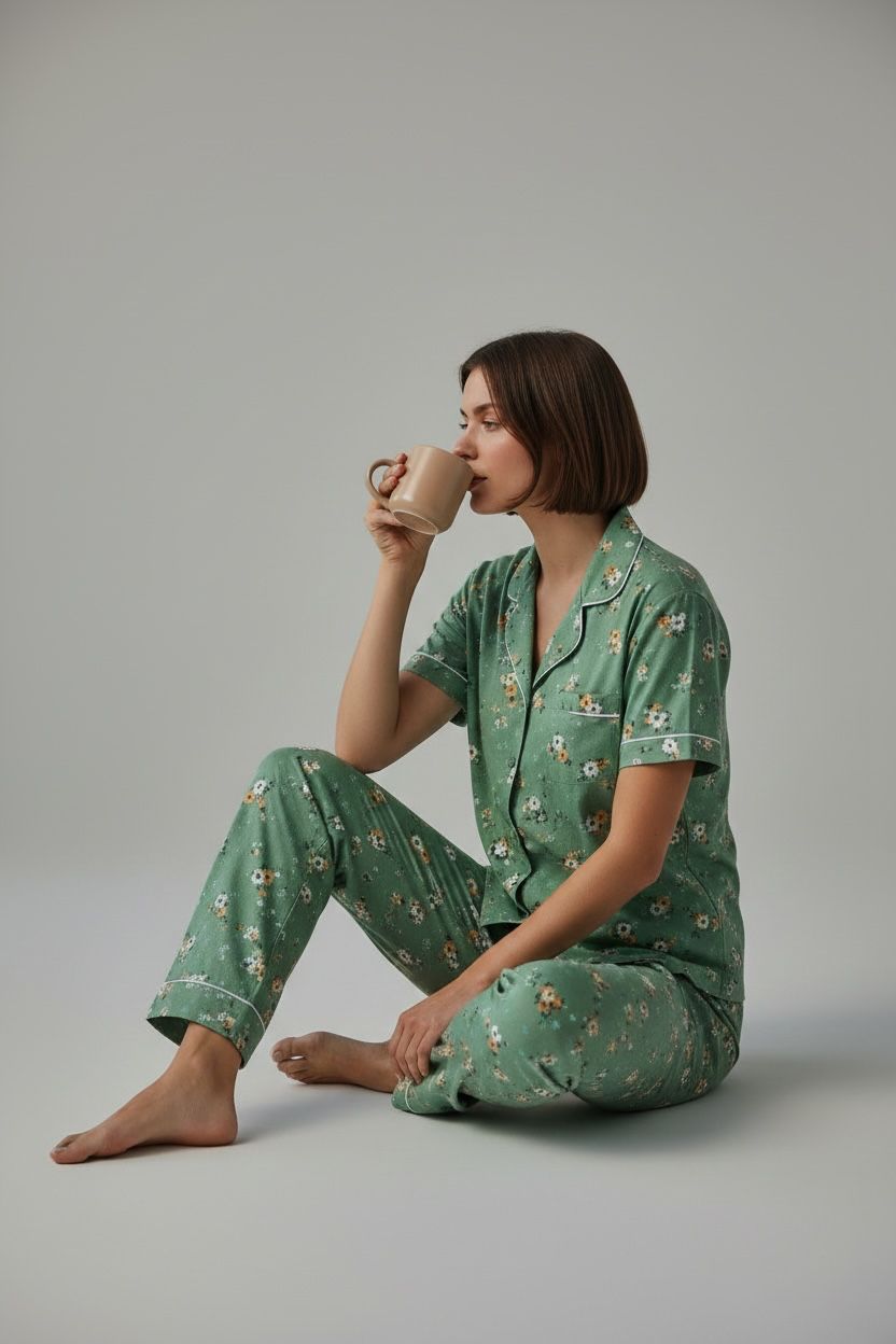 Sage Floral Pajama Set.