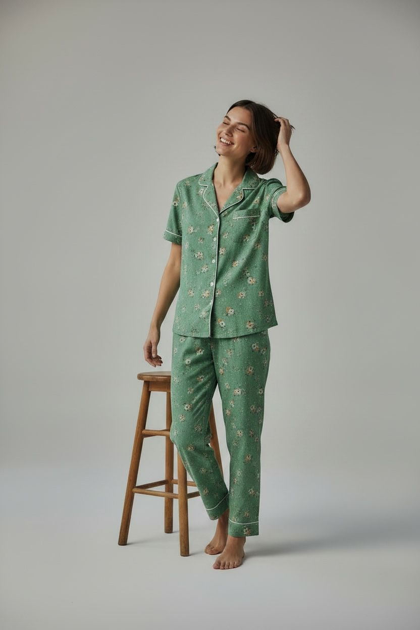 Sage Floral Pajama Set.